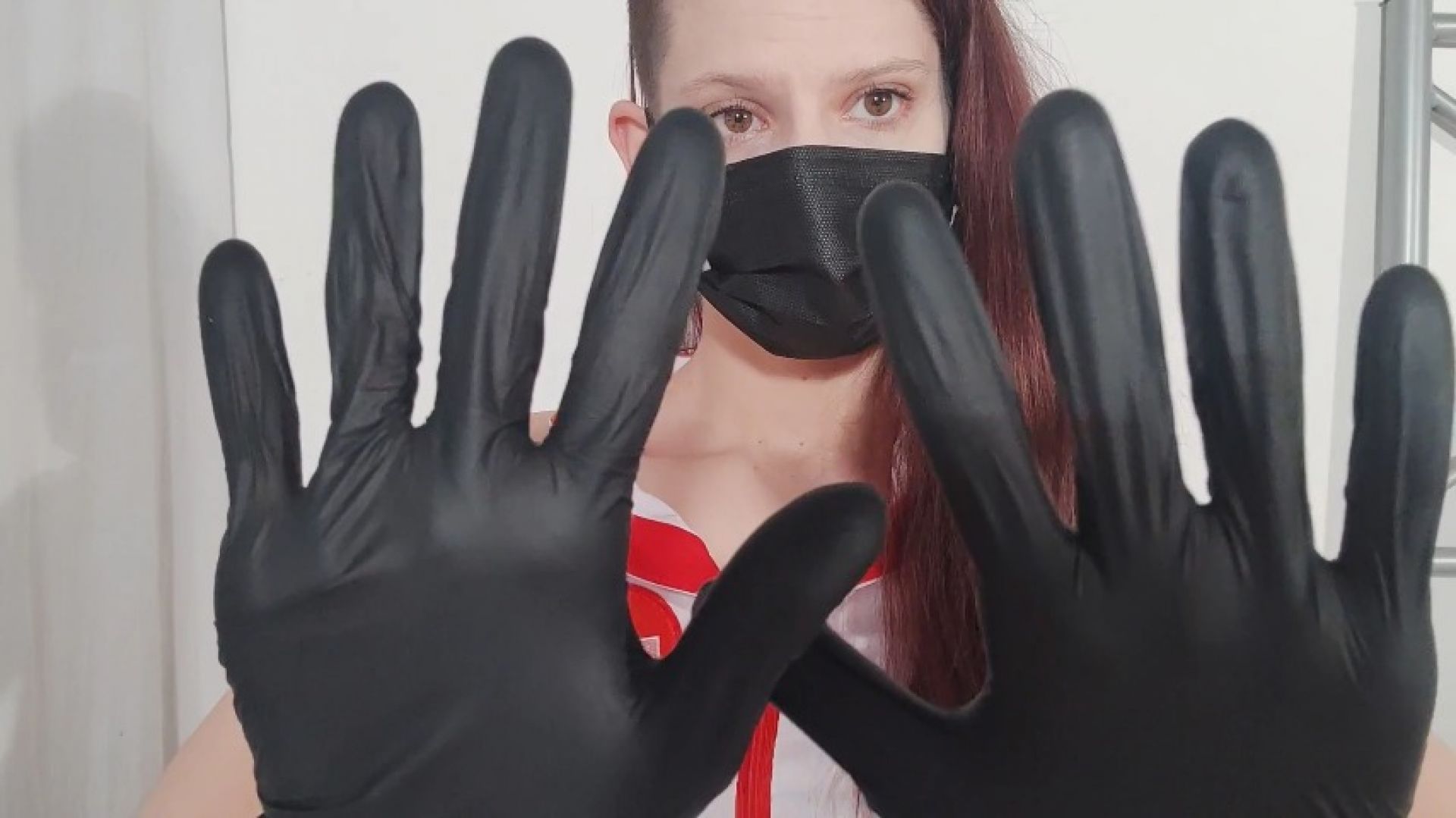 Putting on Latex Gloves