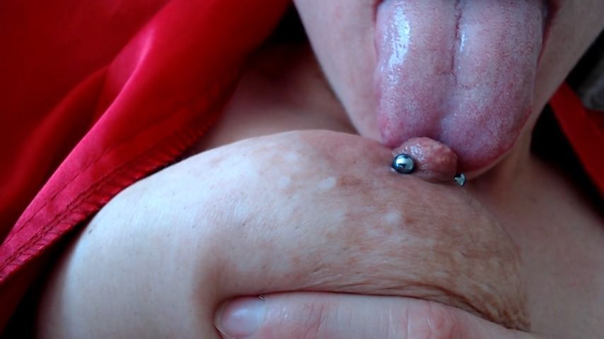 EXTREME CLOSE UP Pierced Nipple Licking