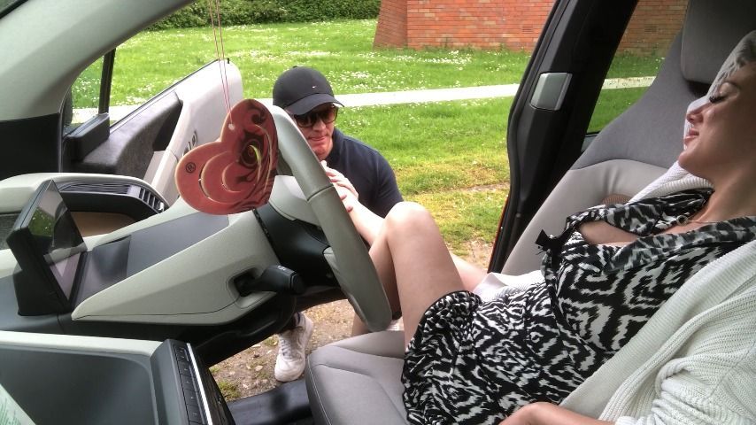 Car Fun - Sub Licks Feet &amp; Cums