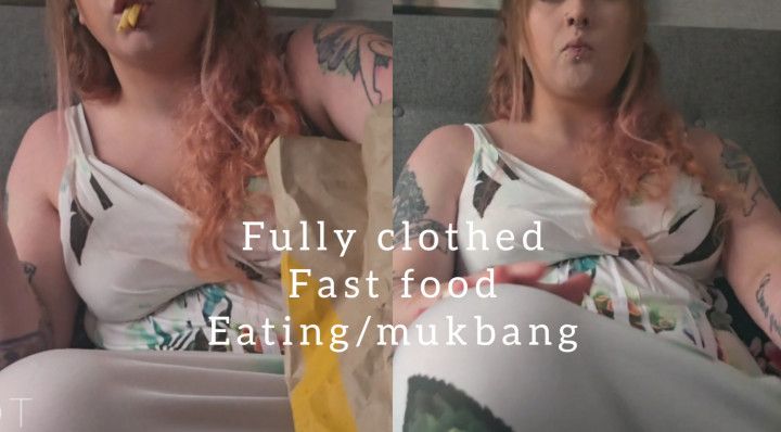 Fully clothed Cute Sexy Fast Food eating Mukbang