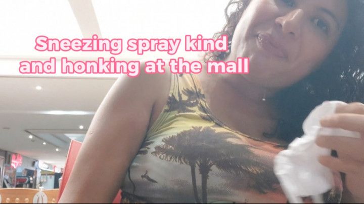 Sneezing spray kind and honking at the mall