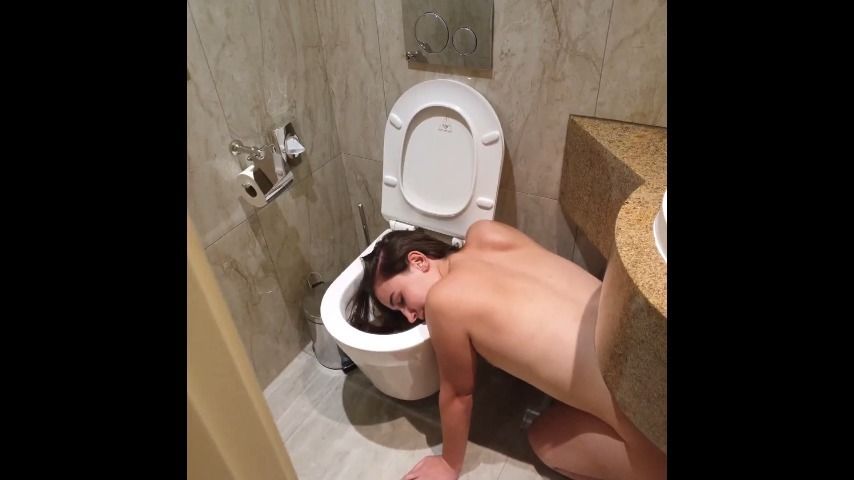 Human toilet teen at hotel