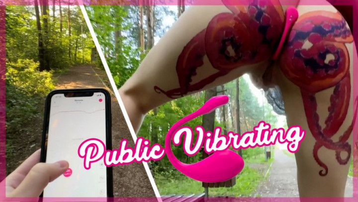 Using remote control vibrator in public park outdoors - dare
