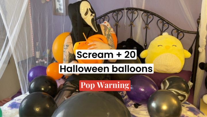 Masked SCREAM+20 Halloween BALLOONS- POPPING