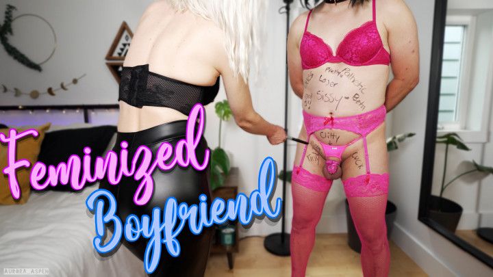 Feminized and Humiliated Sissy Boyfriend in Lingerie