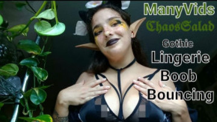 Gothic Lingerie Boob Bouncing