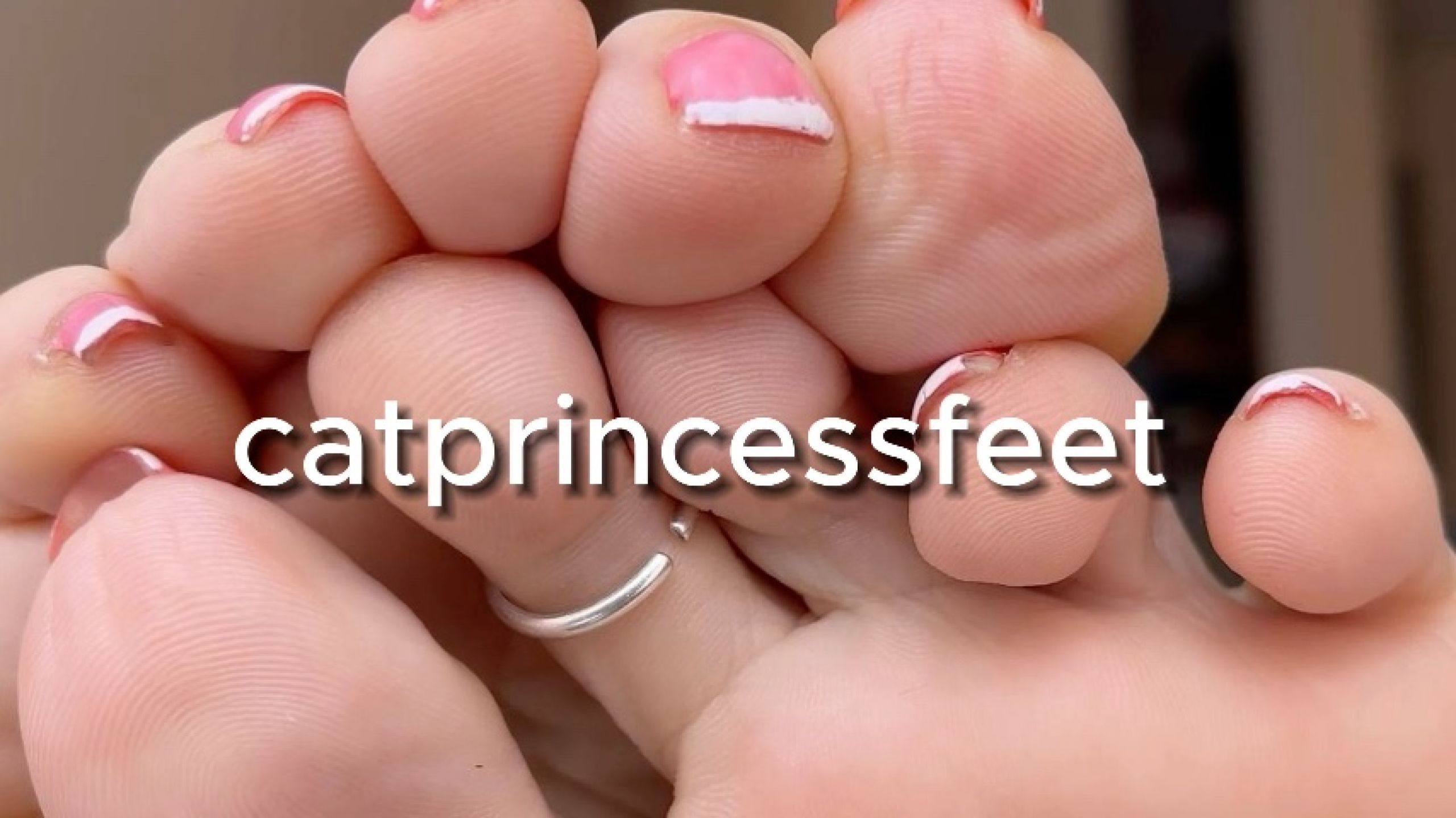 Pink french tips, plump, long boney lillipop toes, milf feet