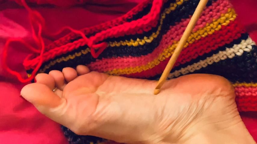 milf tickles soles with crochet hook