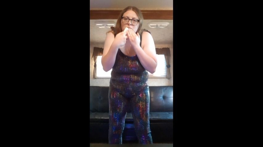 BBW Dancing in a Tight Sparkly Leotard