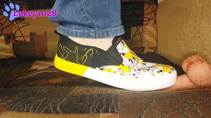 Stomping On Dildo With Pikachu Shoes