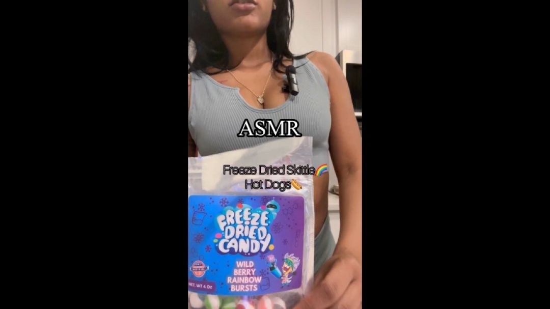 ASMR eating freeze dried skittles