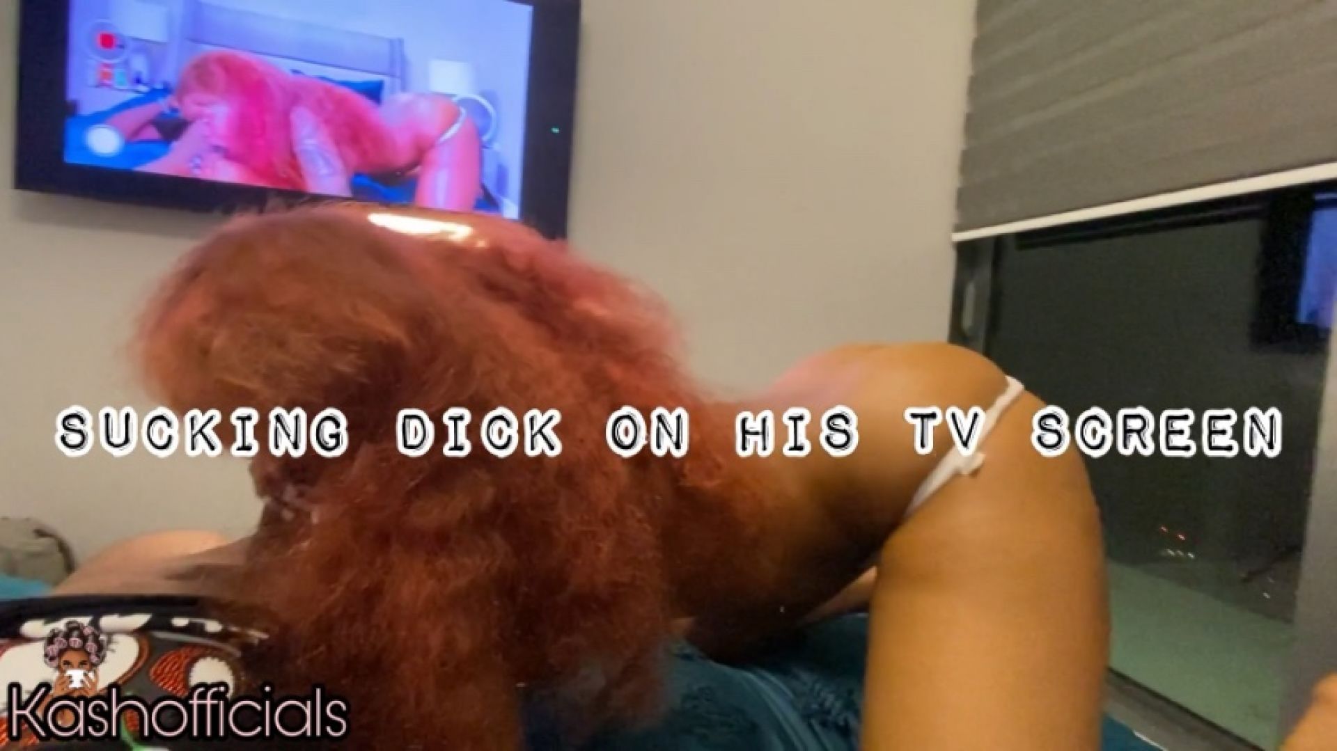 Sucking dick on his TV screen