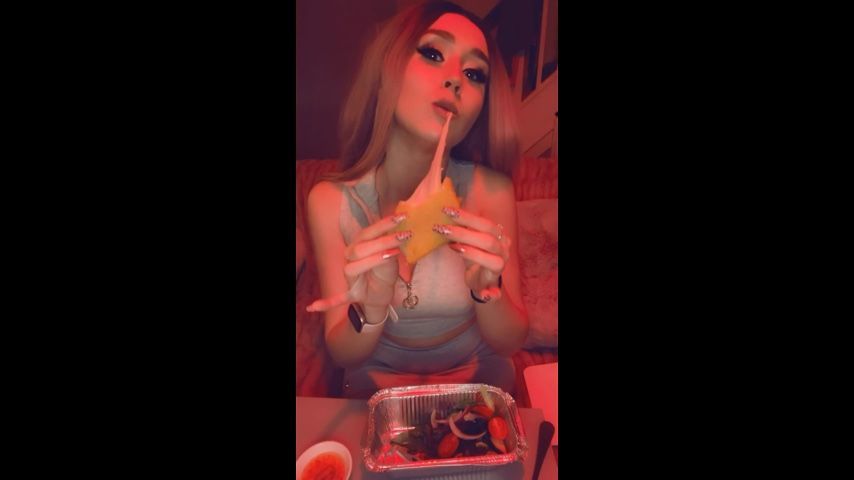 Hot Girl Eating Fried Mozzarella