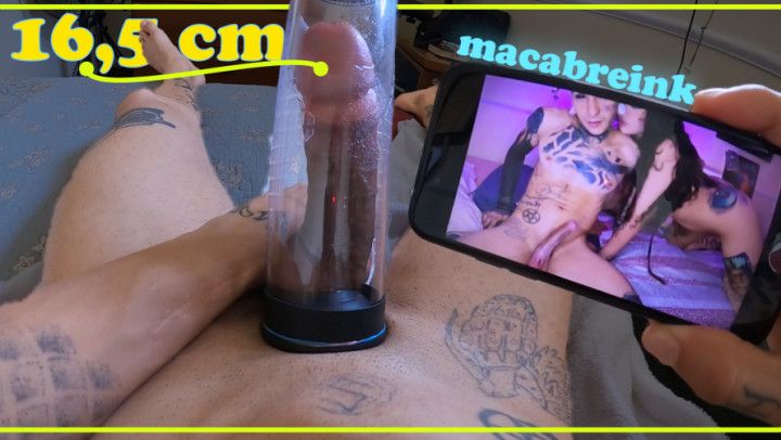 Cock pump while watching porn