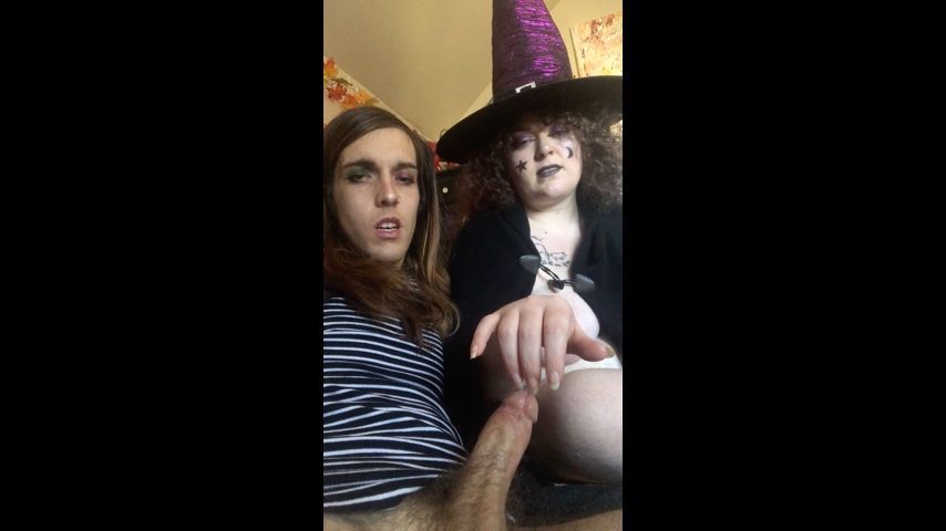 Witch teases tgirl w long nail nailjob