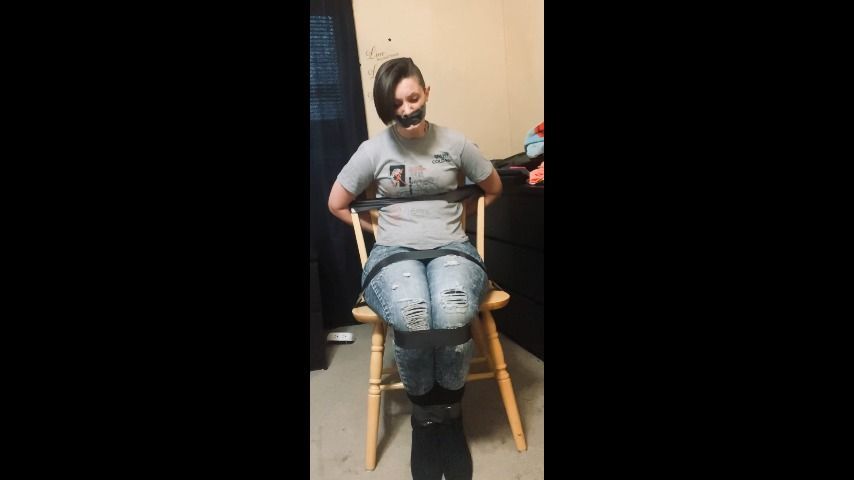 Struggling Bound to Chair &amp; Tape Gagged