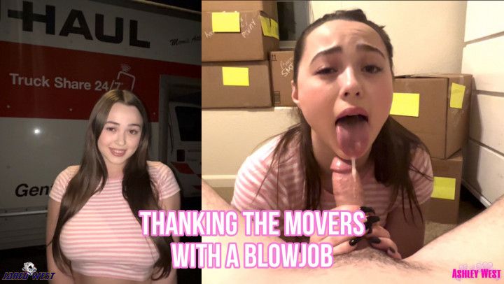 Thanking the Movers with a Blowjob