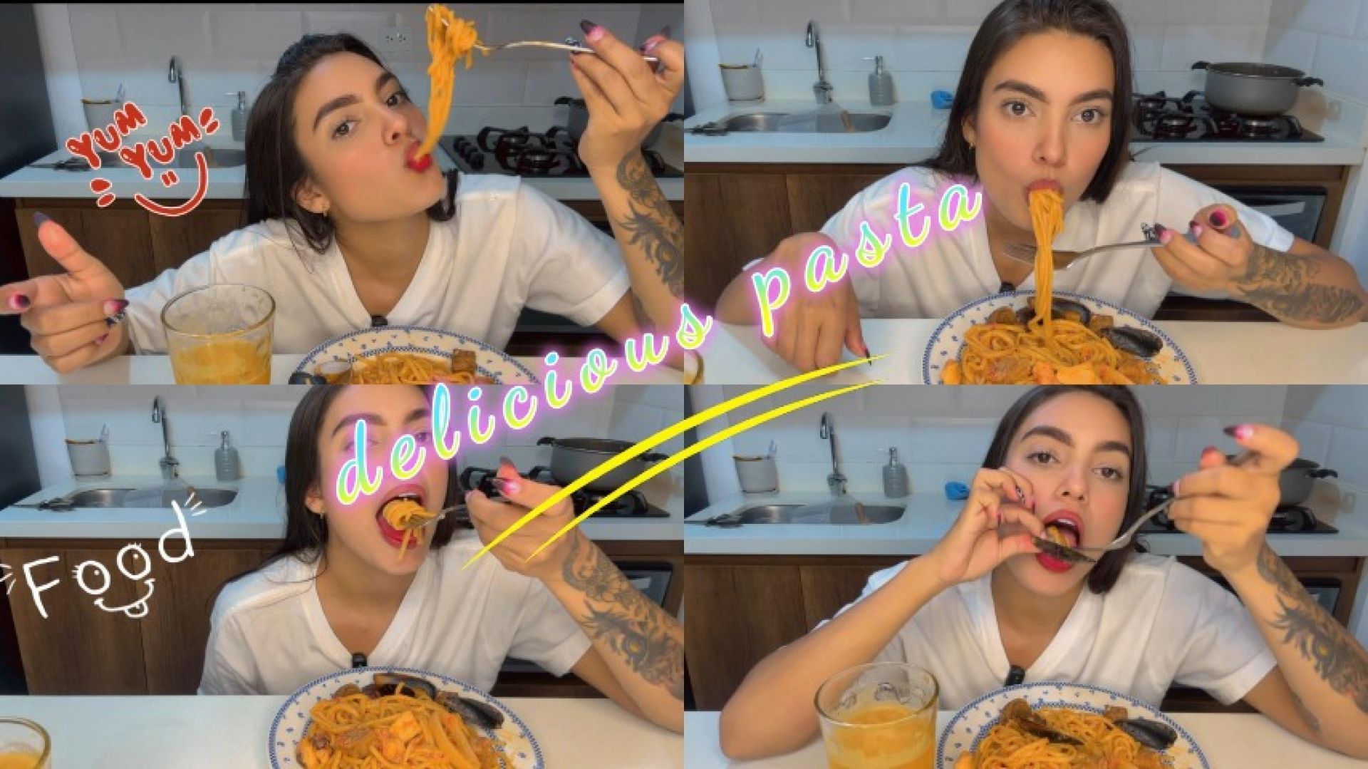 eating pasta