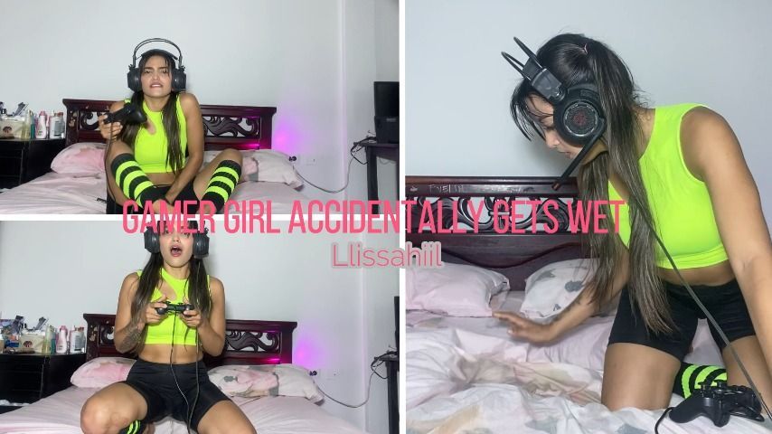 gamer girl accidentally gets wet