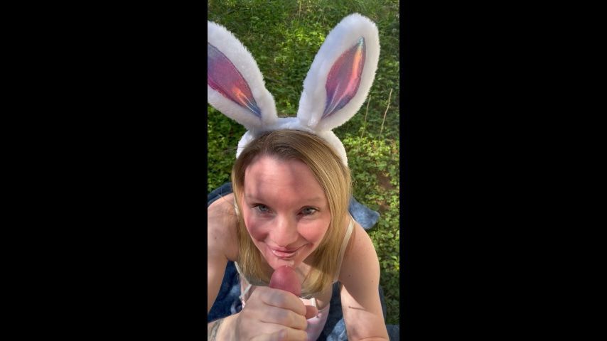 Easter Bunny blowjob outdoors