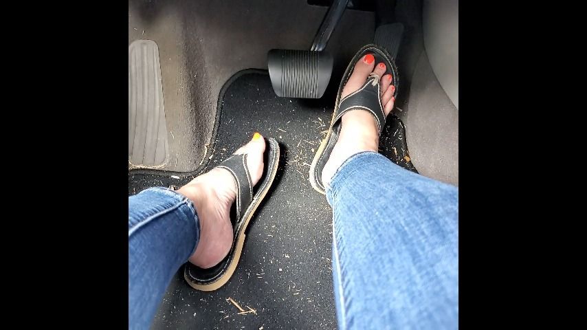 Feet, Flip Flops, Jeans, &amp; Polish