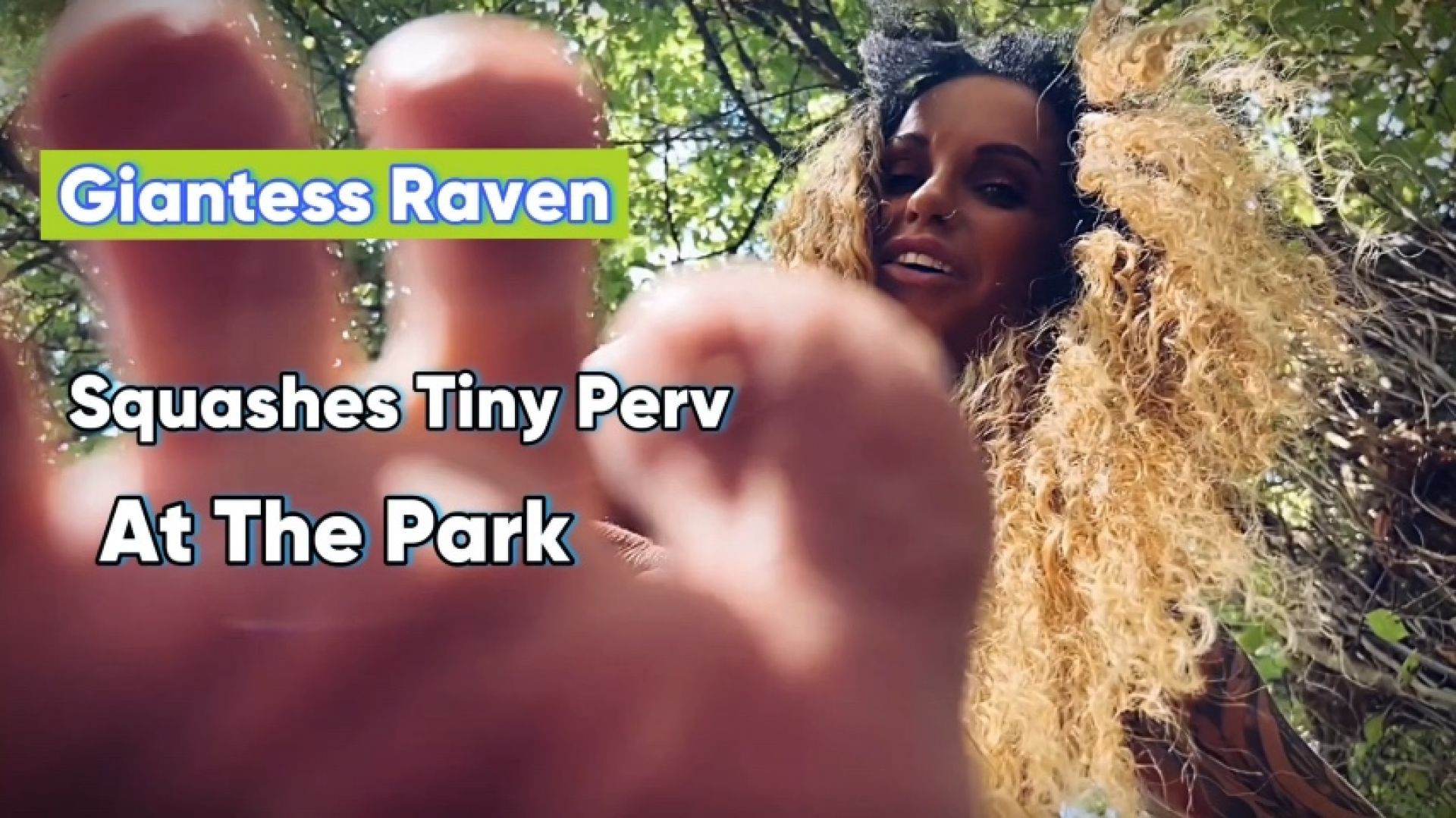 GIANTESS RAVEN SQUASHES TINY PERV AT THE PARK