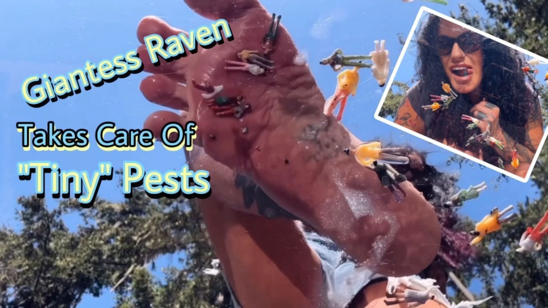 GIANTESS RAVEN TAKES CARE OF TINY PESTS