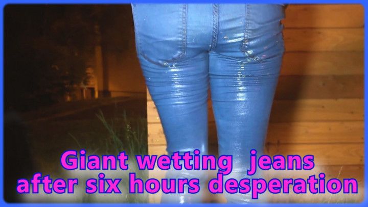 Giant wetting jeans in public after six hours desperation