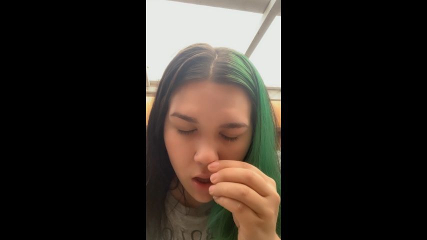 Messy sneezes snot on camera