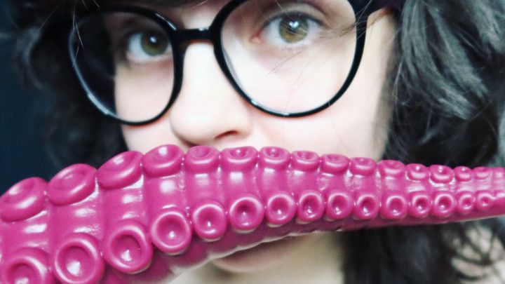 Nerdy girl gets fucked by tentacle