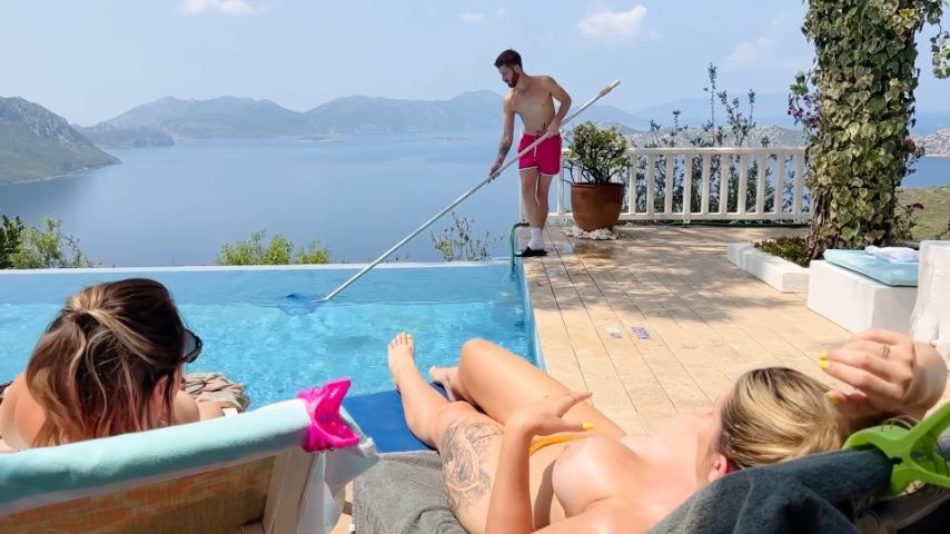 Girls on holiday fuck the maintenance boy