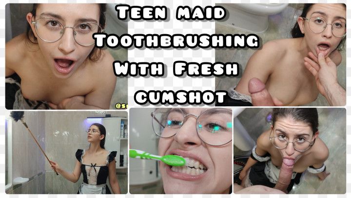 TEEN MAID TOOTHBRUSH WITH FRESH CUMSHOT