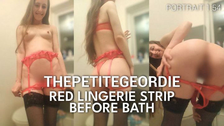 British Girl Strips From Red Lingerie