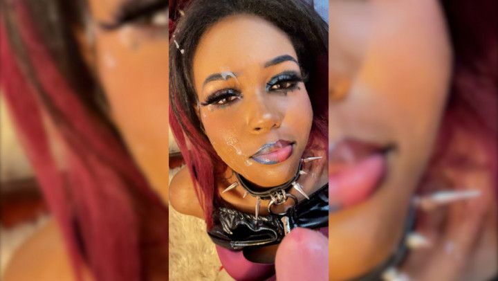 Facial! Black EGirl Blowjob in Makeup