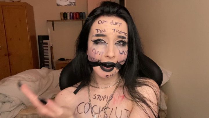 Slapping my face and tits whilst gagged