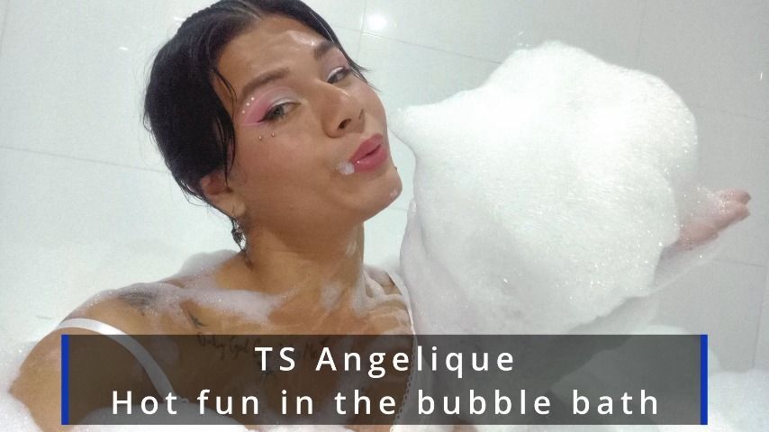 Taking a bubble bath and cum