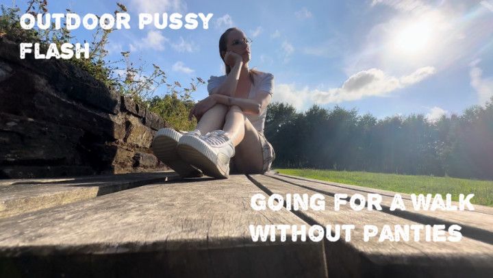 Outdoor pussy flash - going for a walk without panties