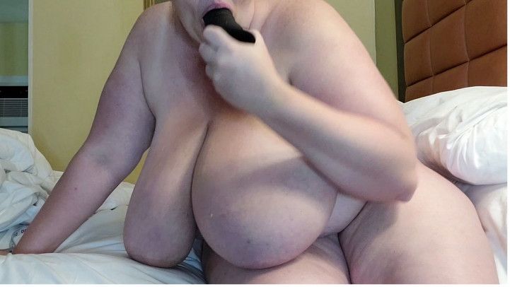 Fat titty BBW sucking dildo in different positions