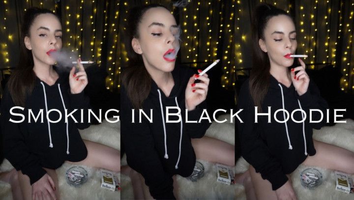 Smoking in Black Hoodie