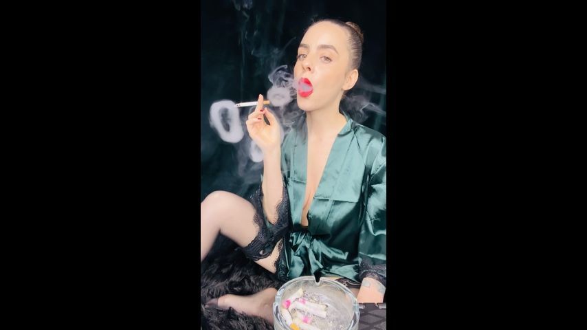 Smoking Corks in Green Silk Robe