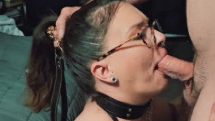 Collared Mom Worships Bully's Cock