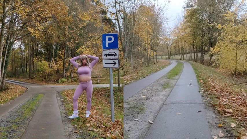 Bimbo tits sissy public road exposure 3