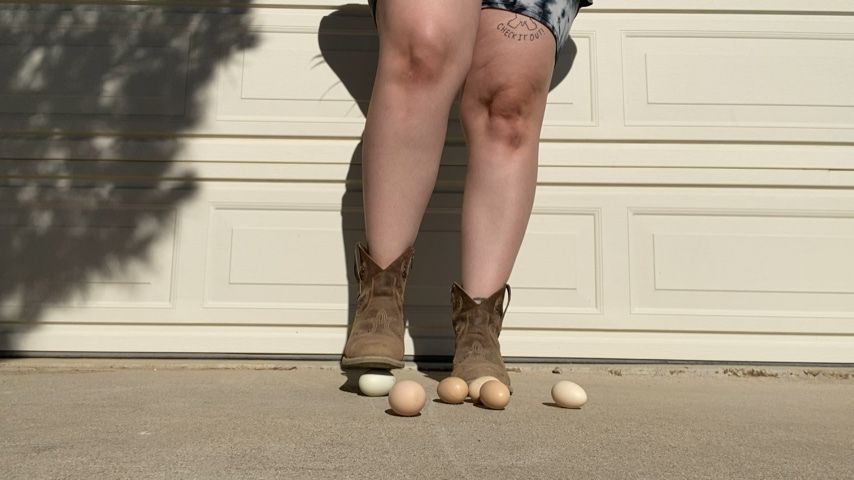 Stepping on Eggs in cowgirl boots