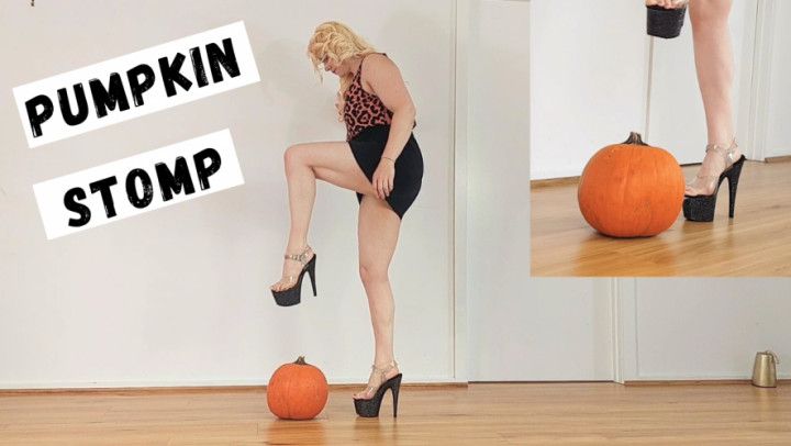 Pumpkin stomp in high heels