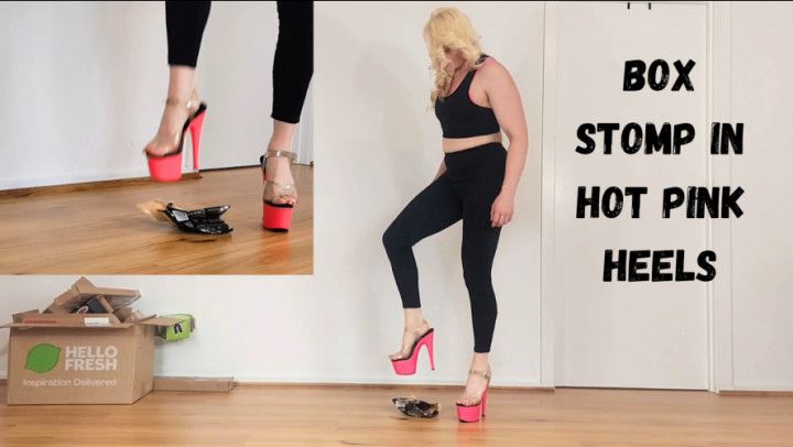 Cardboard box stomp in hot pink pleaser heels