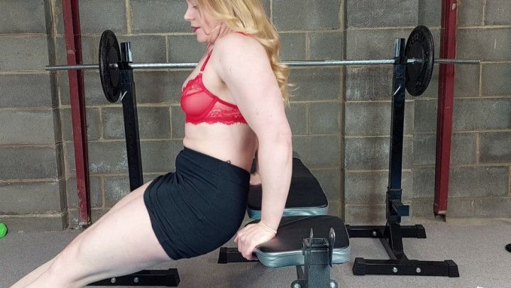 workout in mini skirt and heels