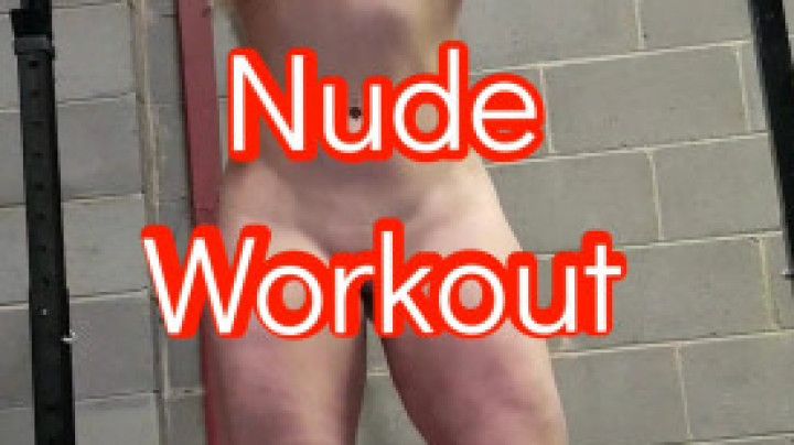 Sexy blonde nude workout and muscle flex