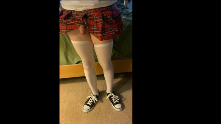 Sissy School girl pleases herself