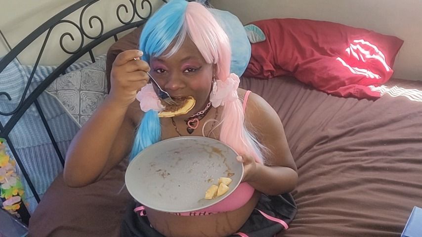 Eating my leftover pancake