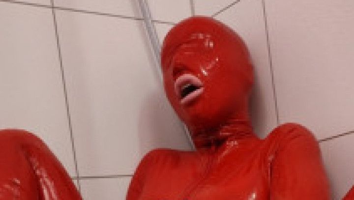 Rubber doll in the Shower